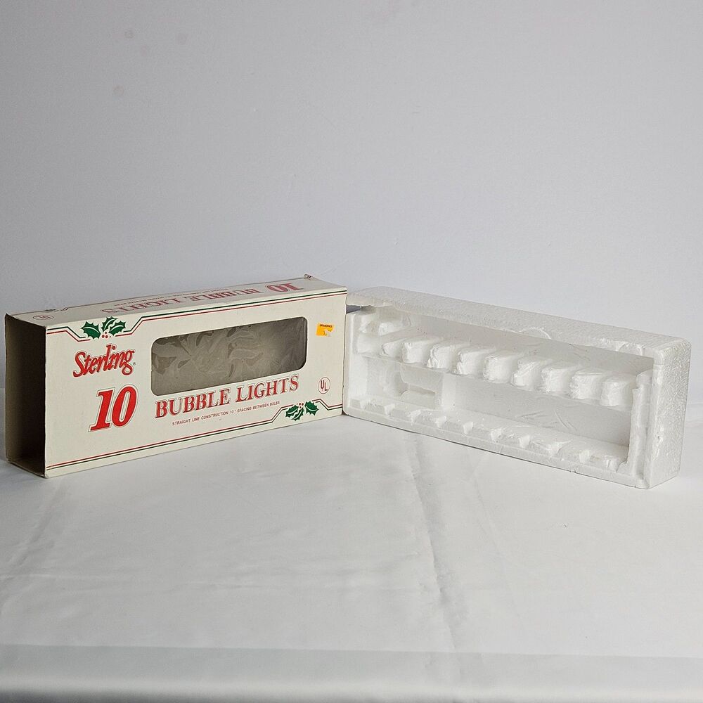 Vintage Sterling 10 Bubble Lights Empty Box w/ Styrofoam Insert Display Storage